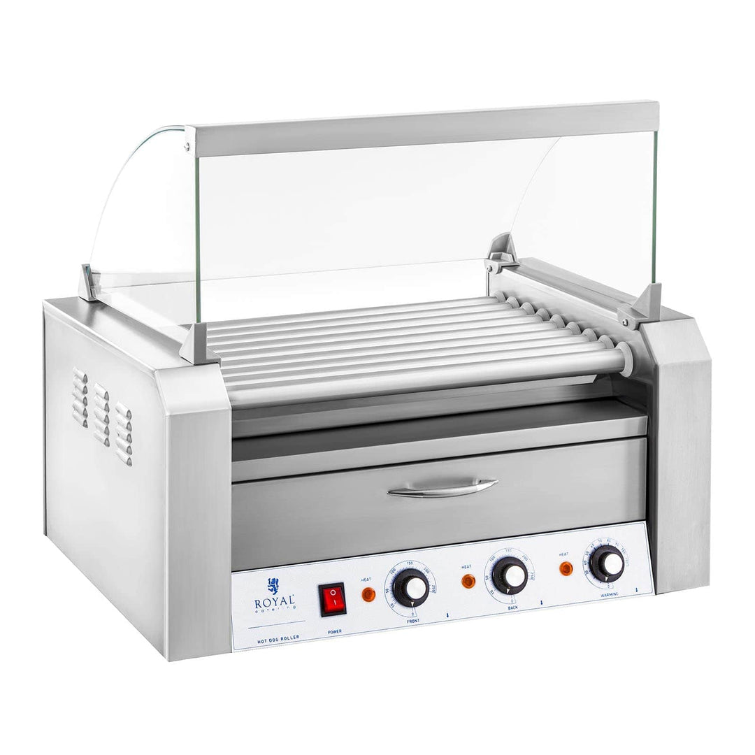 Hot-Dog-Grill Edelstahl 9 Rollen 2 Heizzonen Wärmeschublade 1850W - Bild 6