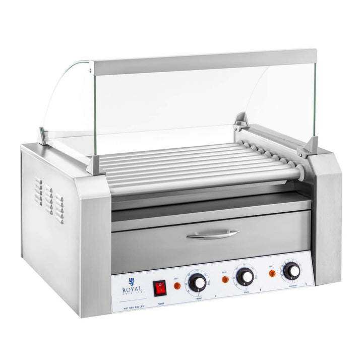 Hot-Dog-Grill Edelstahl 9 Rollen 2 Heizzonen Wärmeschublade 1850W - Bild 6