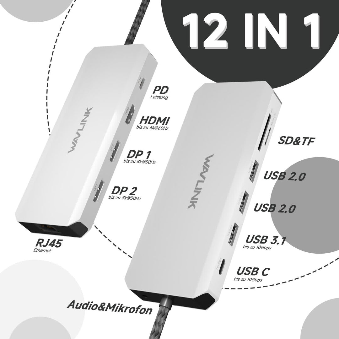 Dockingstation 12-in-1 DisplayPort USB-C 10 Gbit/s 4K144Hz - Bild 5