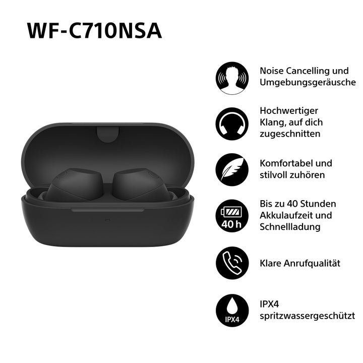 True-Wireless In-Ear Kopfhörer mit ANC 40h Akku IPX4 schwarz - Bild 2