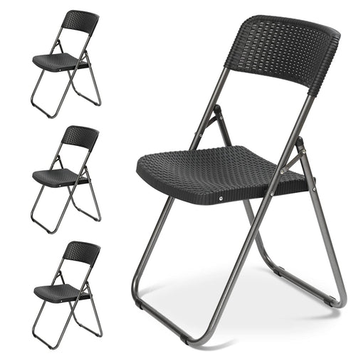 Klappstuhl Rattanoptik 4er-Set Outdoor bis 200 kg belastbar