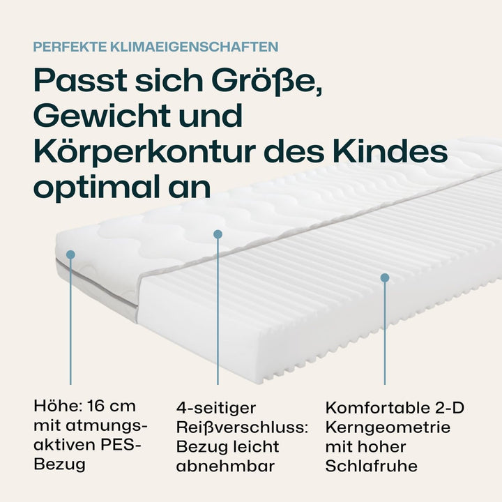 Kindermatratze 7-Zonen Kaltschaum 90x200 cm H1/H2 allergikerfreundlich - Bild 4