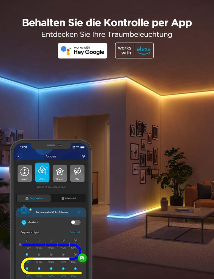 LED Strip RGBIC mit Alu-Schiene 5m Smart Alexa Google 60 LEDs/m - Bild 6