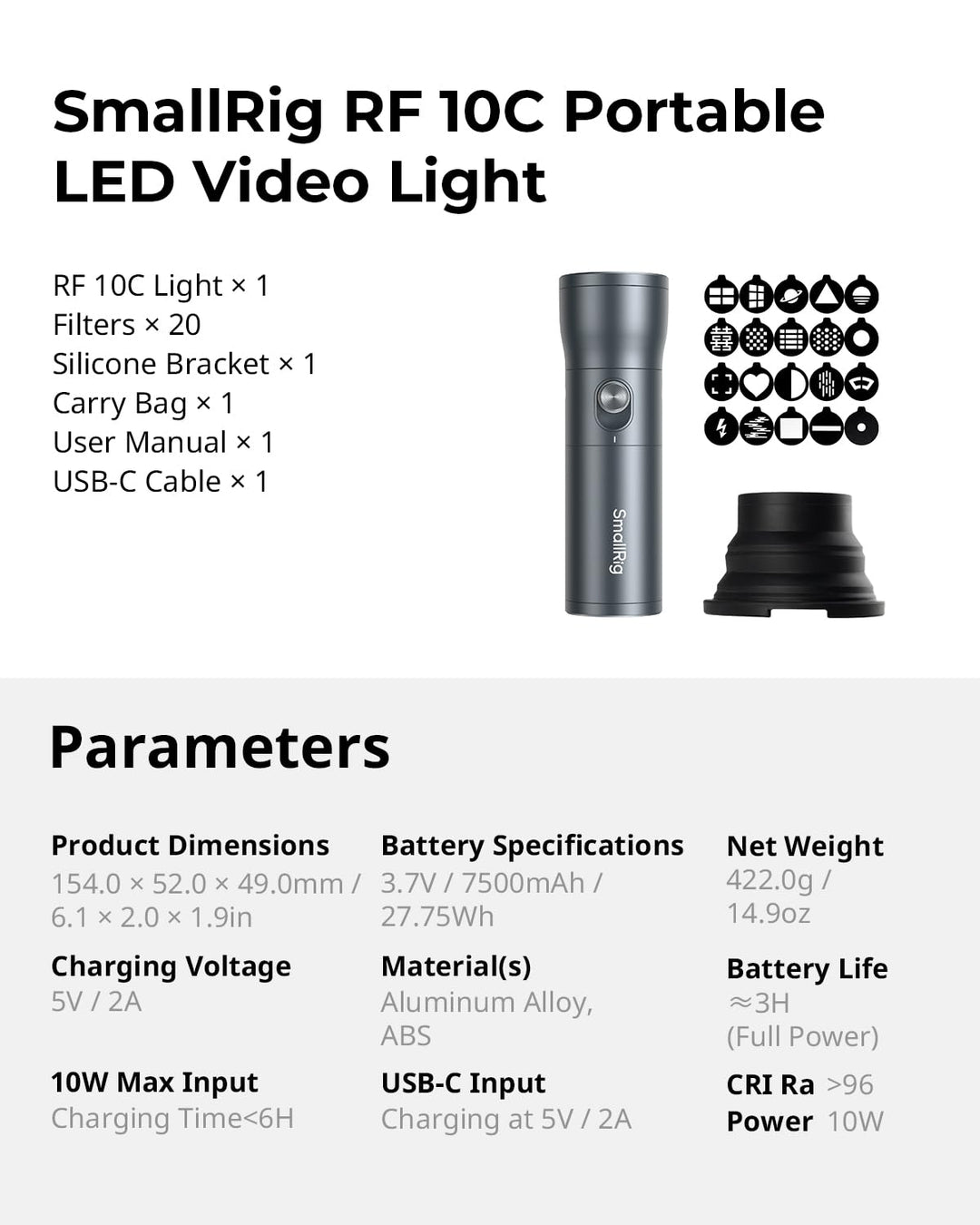 RGB-LED-Fotoleuchte 10W mit 20 Filtern, 7500mAh, CRI 96+ - Bild 9