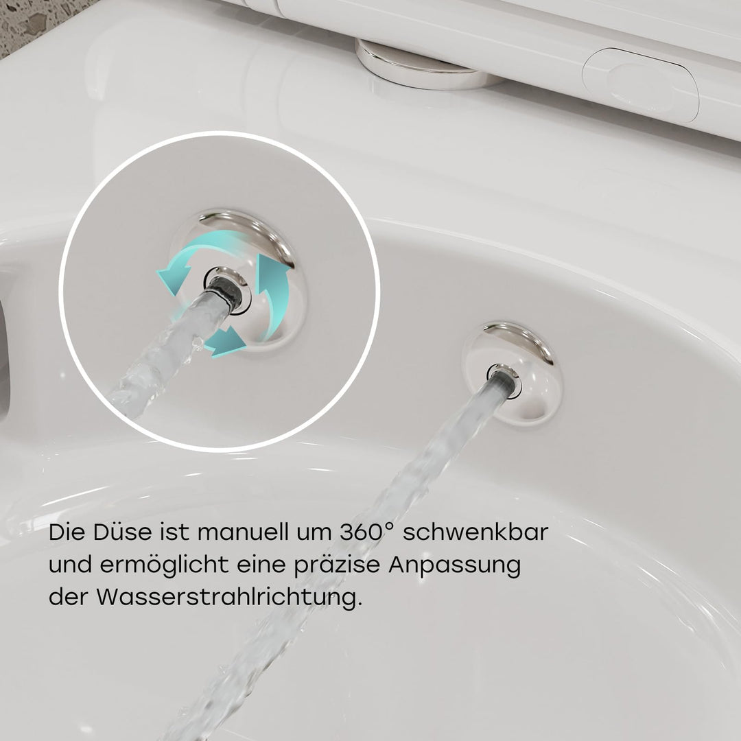 Hänge-WC spülrandlos mit Bidet-Düse Kalt-Warm Wasser Wandmontage - Bild 2