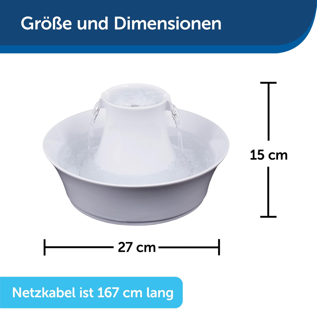 Keramik-Trinkbrunnen Katze &amp; Hund mit Doppelfilter 2 L weiss - Bild 5