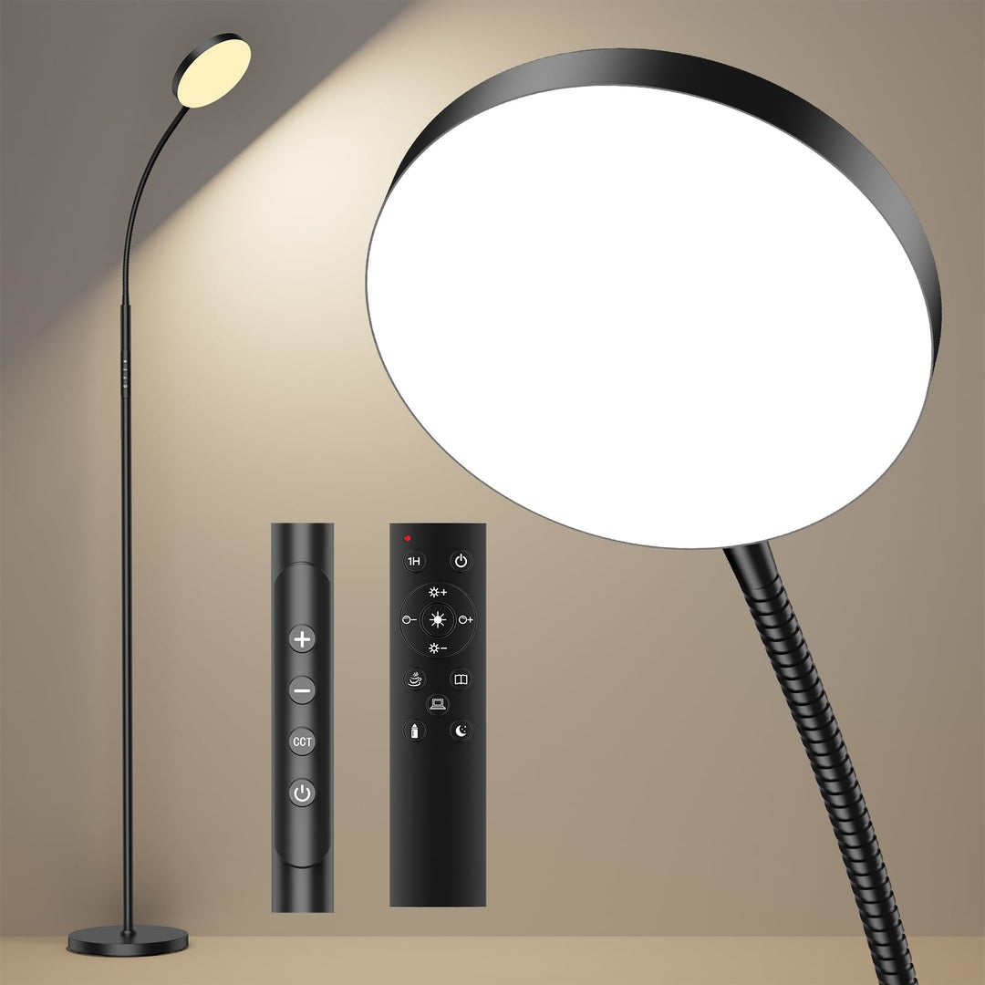 LED Stehlampe dimmbar mit Fernbedienung 18W 600 Lux schwarz