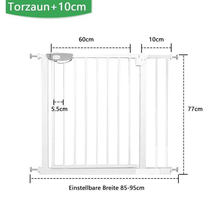 Treppenschutzgitter ohne Bohren Metall 85-95 cm selbstschliessend - Bild 2