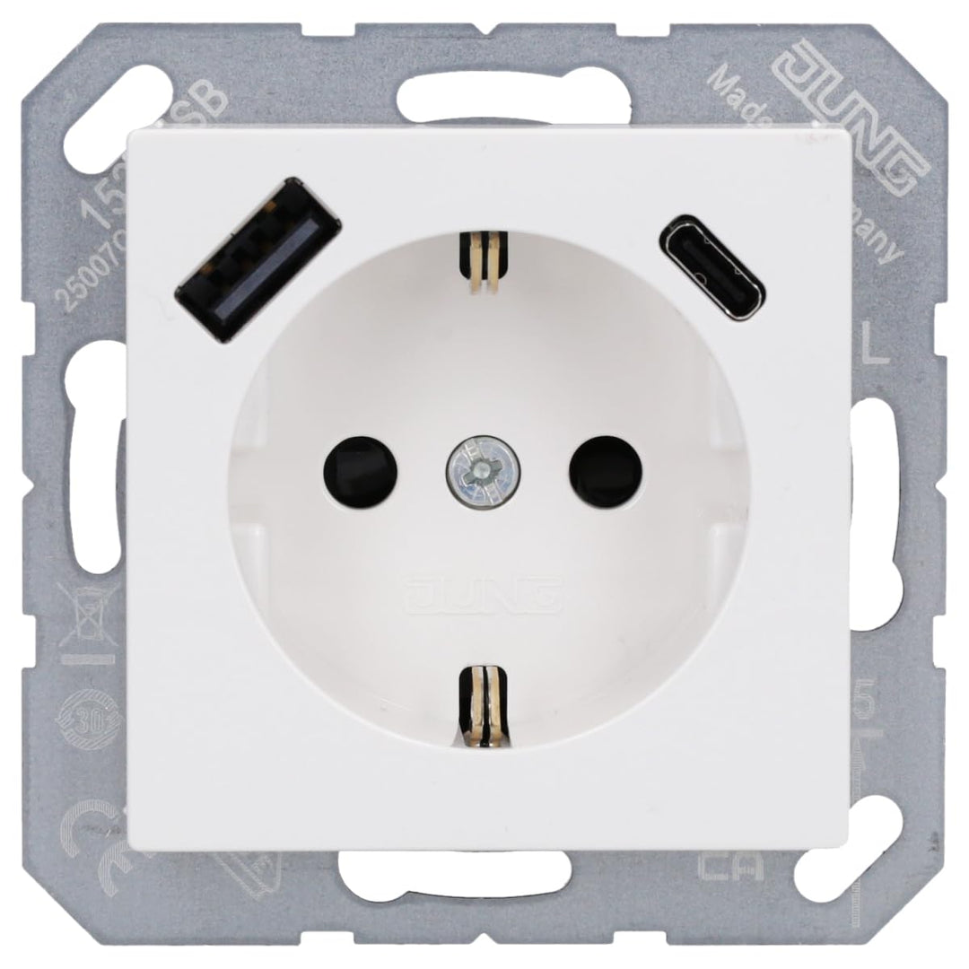 SCHUKO-Steckdose mit USB Typ A+C 3A Unterputz Alpinweiss Serie A - Bild 2