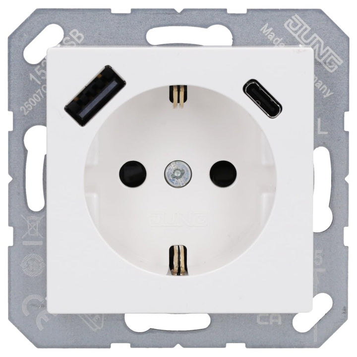 SCHUKO-Steckdose mit USB Typ A+C 3A Unterputz Alpinweiss Serie A - Bild 2