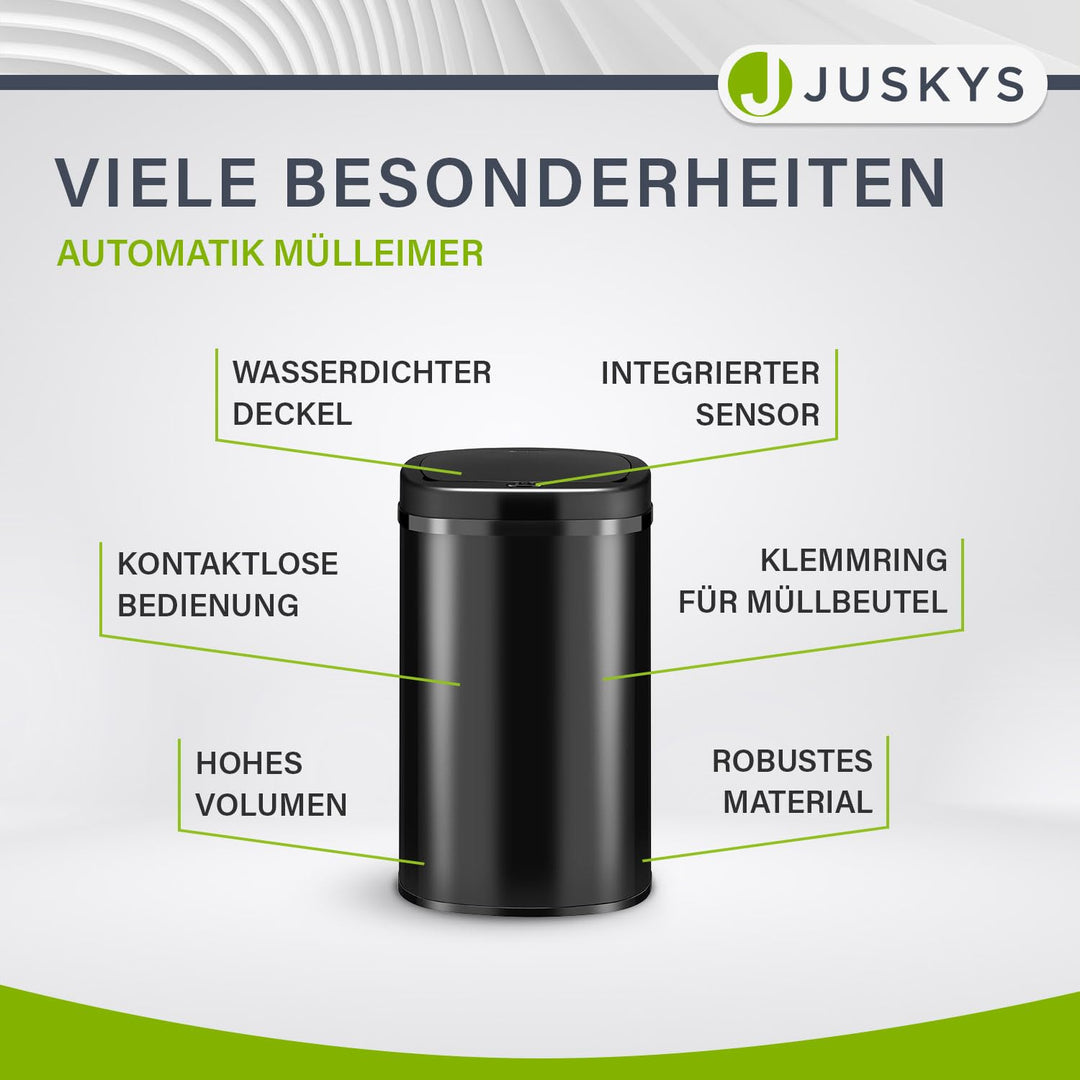 Sensor-Mülleimer Küche 60L Edelstahl Schwarz eckig kontaktlos - Bild 7