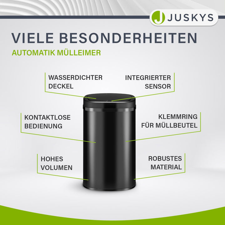 Sensor-Mülleimer Küche 60L Edelstahl Schwarz eckig kontaktlos - Bild 7