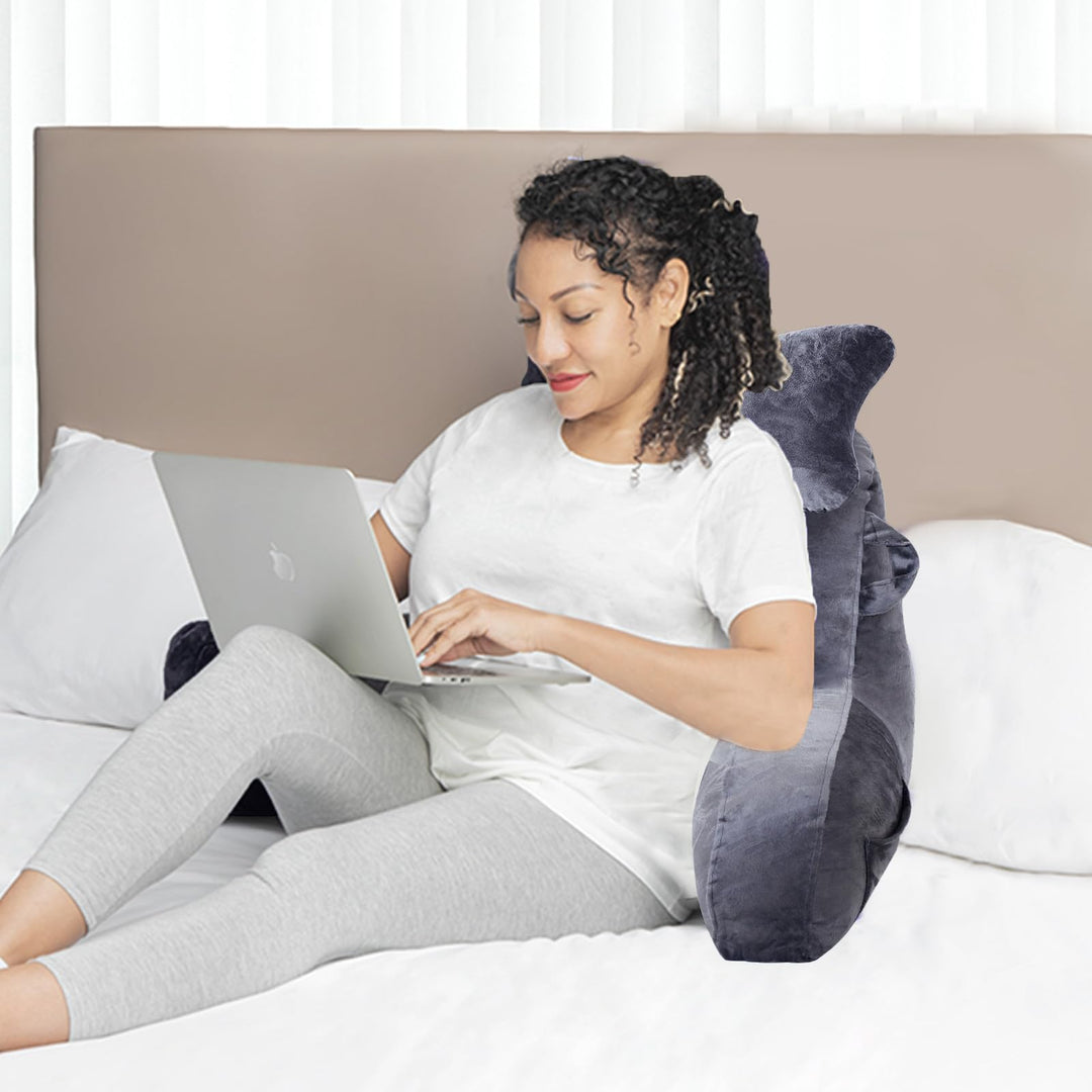 Lesekissen mit Armlehnen und Seitentasche für Bett und Sofa Dunkelgrau - Bild 6