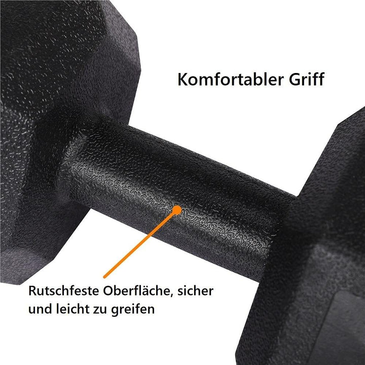 Kurzhantel-Set 2x7,5 kg Gusseisen mit PVC-Beschichtung sechseckig - Bild 6
