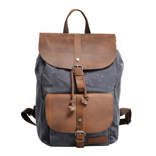 Rucksack Canvas Leder 16L Vintage wasserabweisend für Laptop 14"