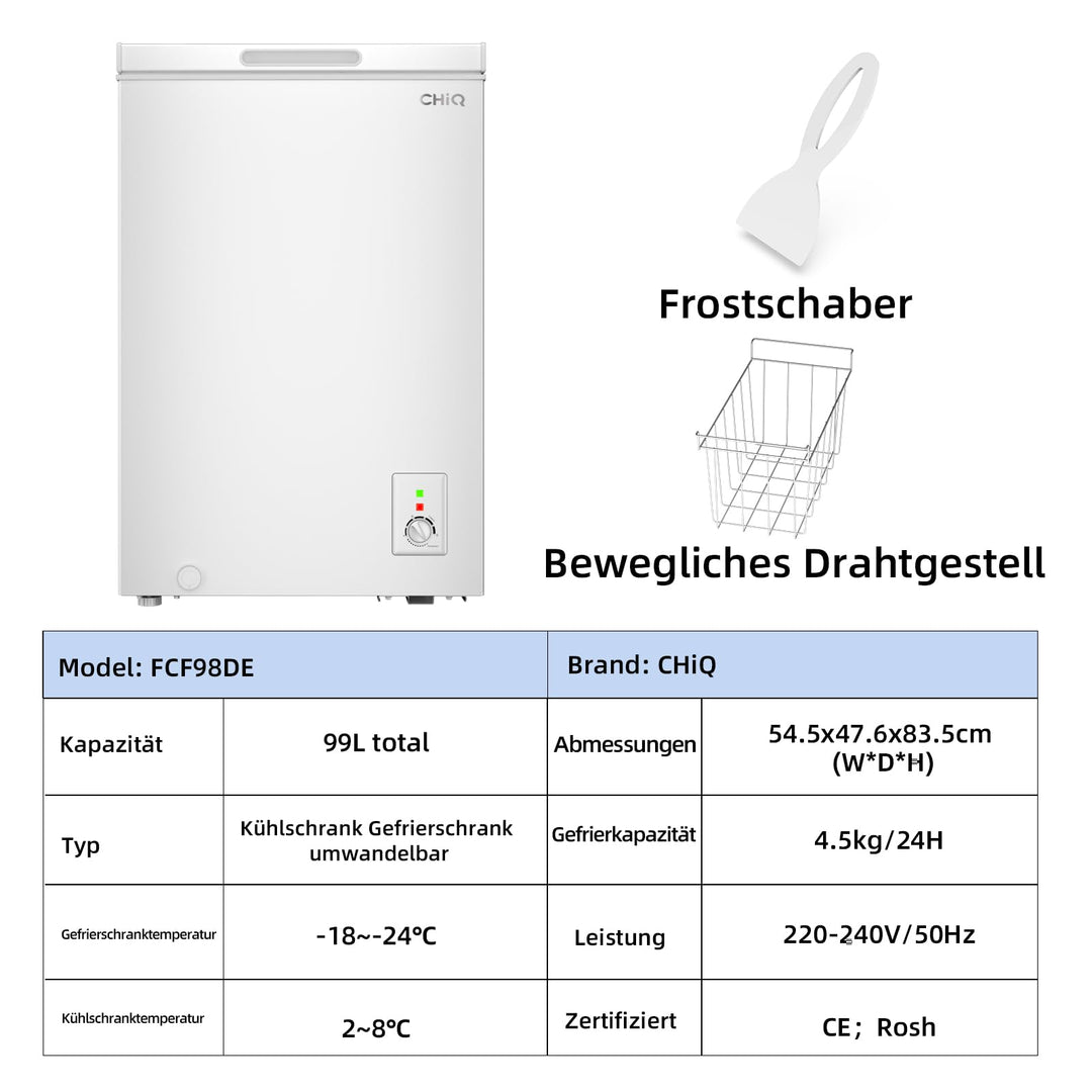 Gefriertruhe 99 L Freistehend mit LED und Schnellgefrierfunction - Bild 2