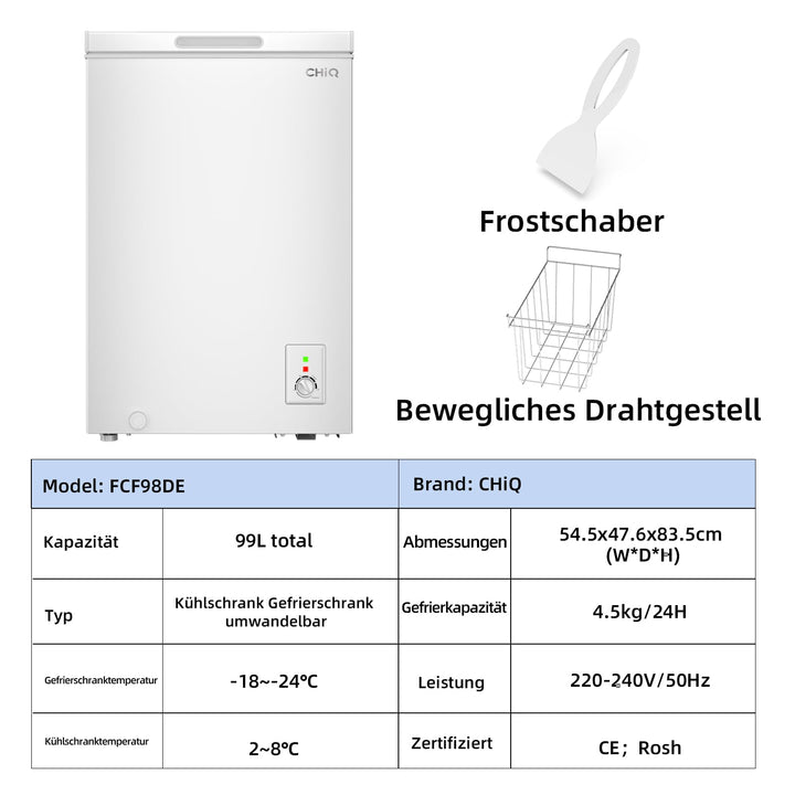 Gefriertruhe 99 L Freistehend mit LED und Schnellgefrierfunction - Bild 2