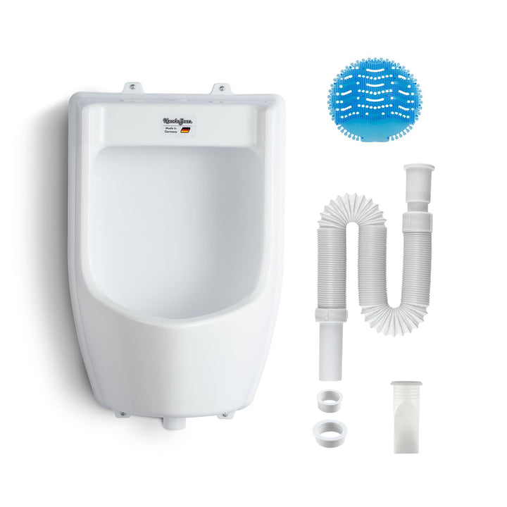 Urinal Wand PVC weiss mit Schlauch, Sieb &amp; Spülanschluss Outdoor - Bild 8