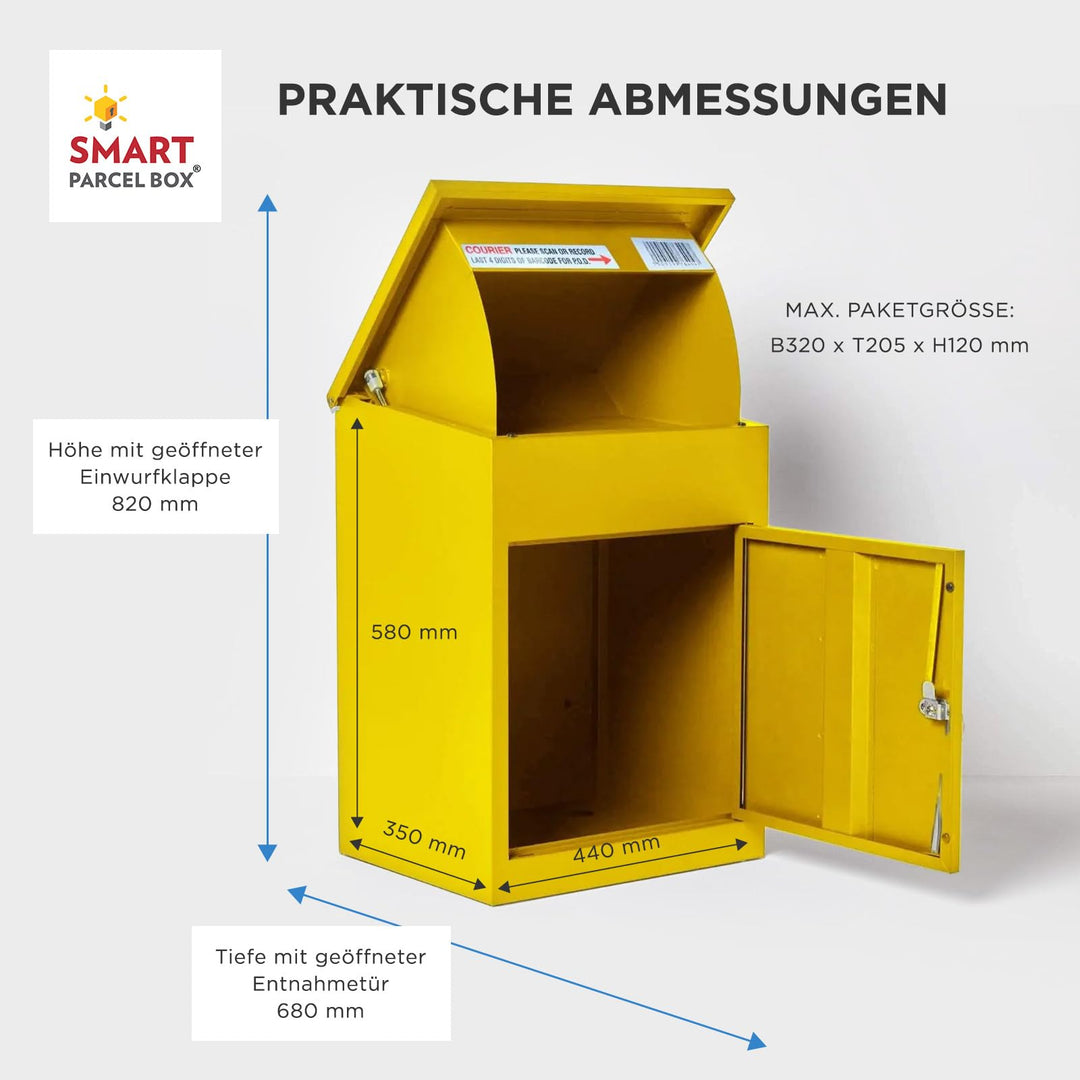 Paketbriefkasten Stahl wetterfest Grösse M mit Rückholsperre, Gelb - Bild 9