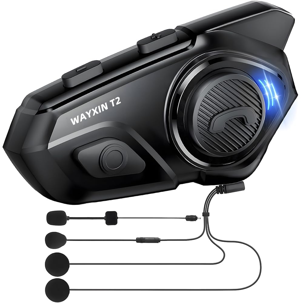 Motorrad Helm Headset Bluetooth 5.1 mit Gegensprechanlage 300m für 2 Fahrer