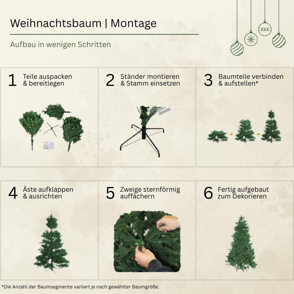 Künstlicher Weihnachtsbaum 180 cm beschneit mit Tannenzapfen - Bild 5
