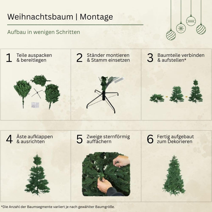 Künstlicher Weihnachtsbaum 150 cm PVC mit Metallständer 872 Spitzen - Bild 4