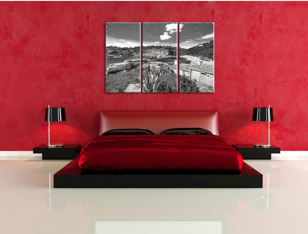 Leinwandbild 3-teilig Ferienhaus Spanische Küste Kohle-Effekt 120x80cm - Bild 4