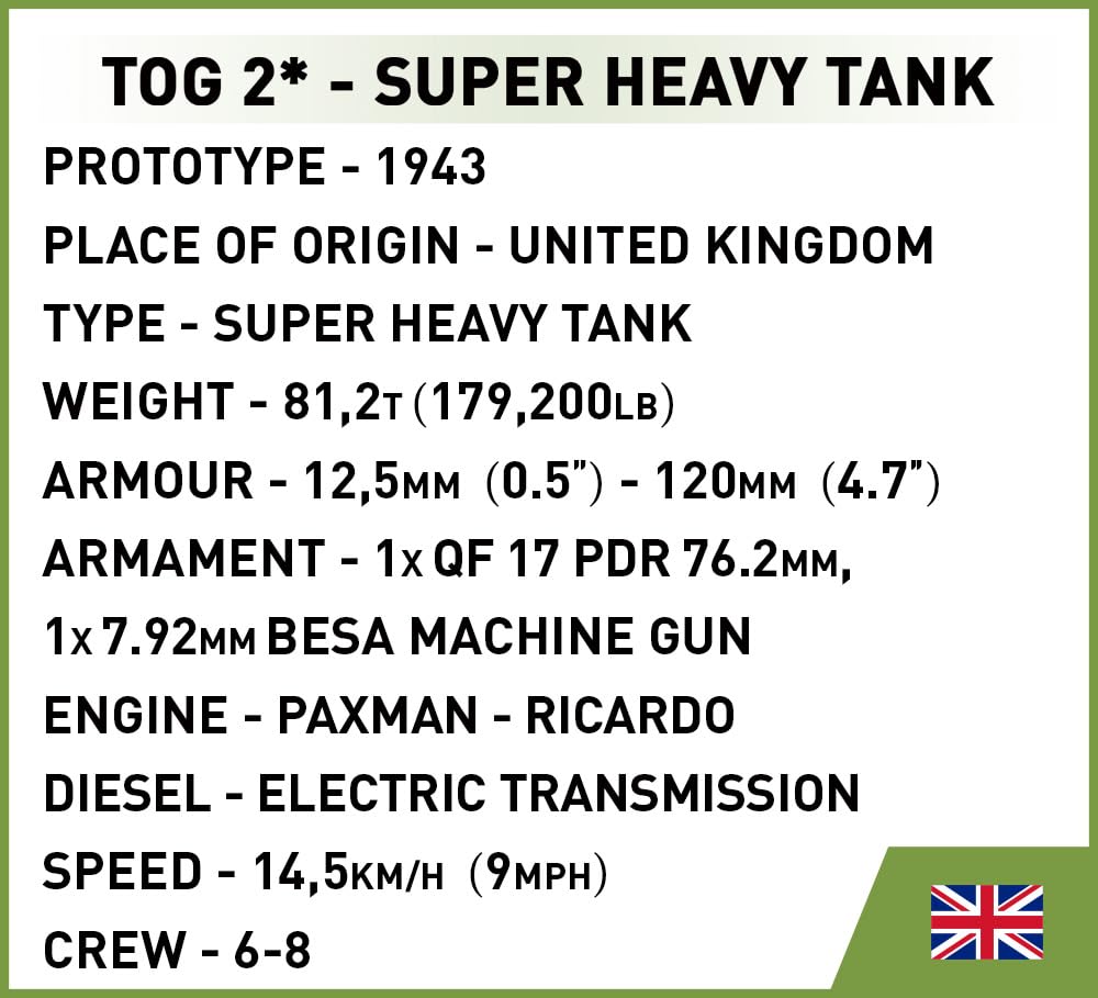 Klemmbaustein-Panzer TOG 2 Super Heavy Tank 1225 Teile WWII - Bild 7