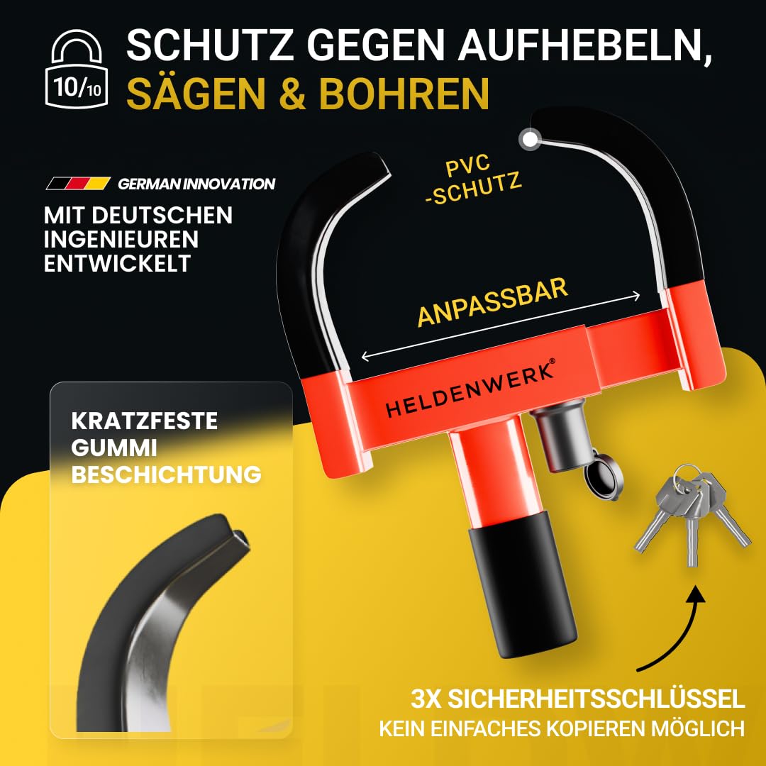 Parkkralle Radkralle Hartstahl verstellbar 18-30 cm mit 3 Schlüsseln - Bild 2