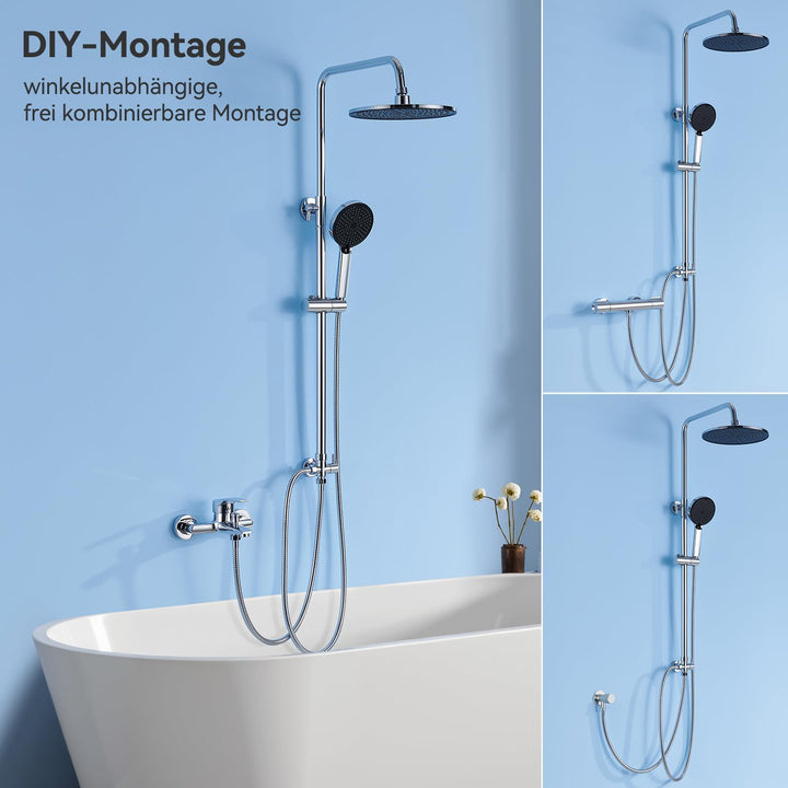 Regendusche Set Chrom ohne Armatur Ø250mm 4 Strahlarten höhenverstellbar - Bild 5