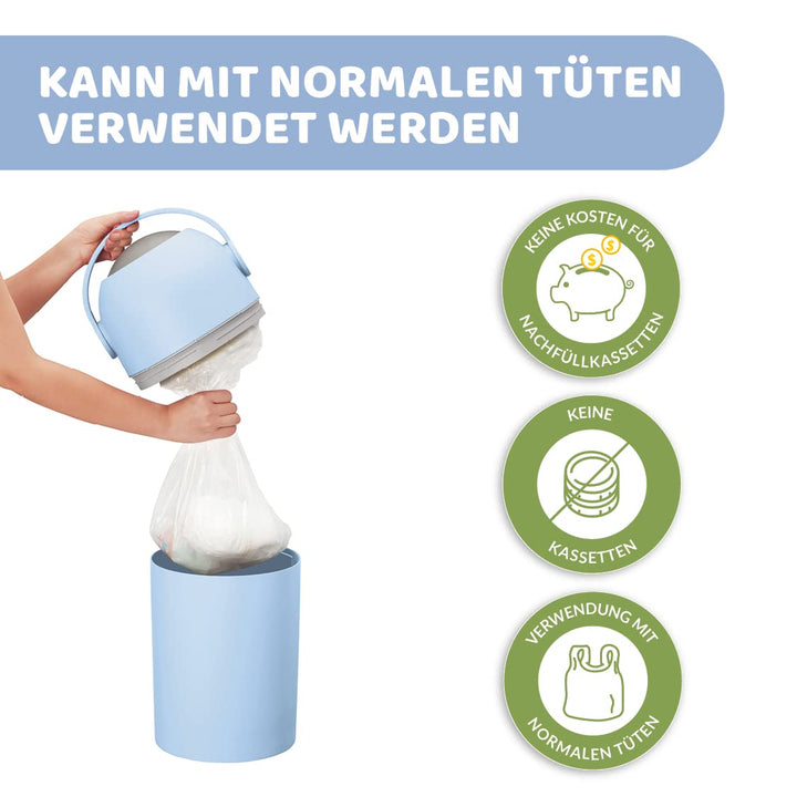 Windeleimer mit Anti-Geruch-System fuer normale Plastiktueten, Hellblau - Bild 5