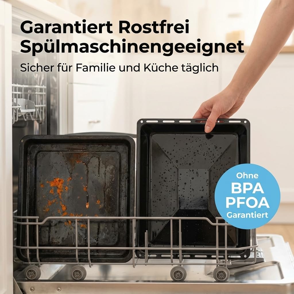 Backblech 2er Set emailliert 46,5x37x3 cm für Siemens Bosch Neff - Bild 6