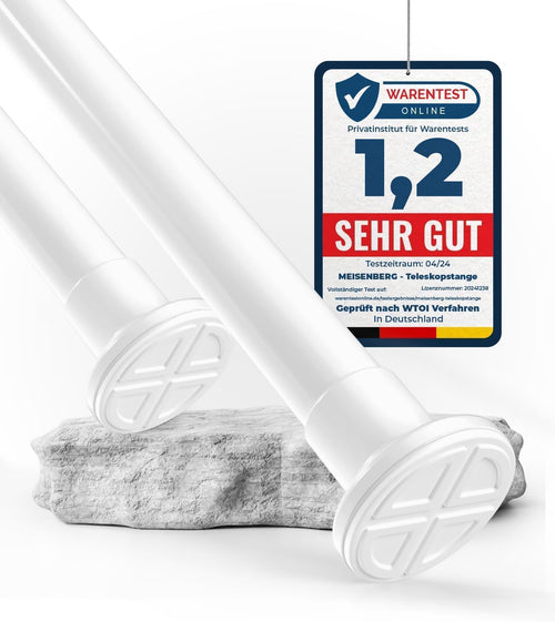 Gardinenstange ohne Bohren Teleskop 260–310 cm Ø32 mm Weiss
