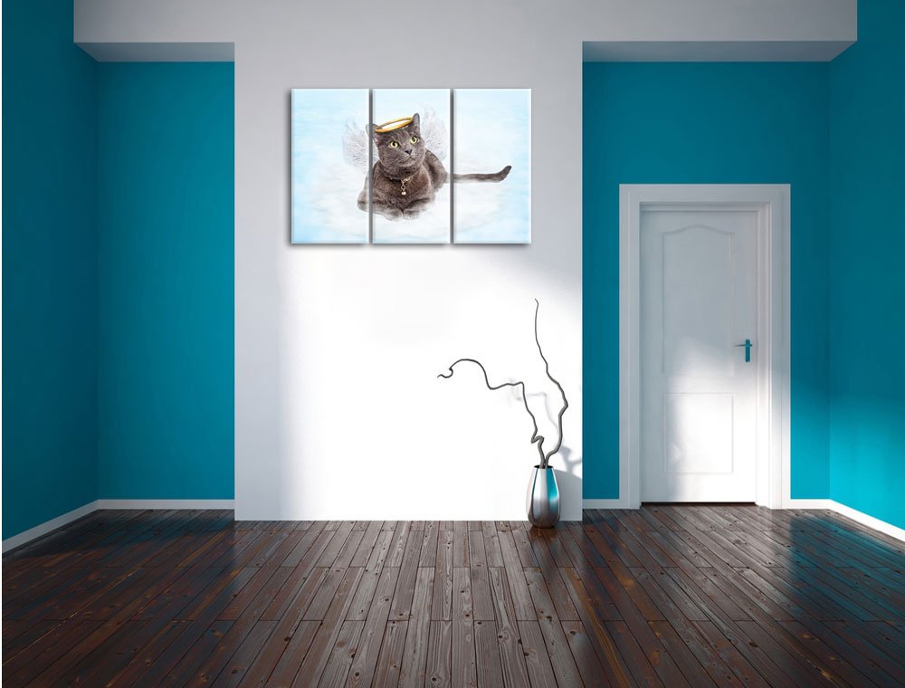 Leinwandbild 3-teilig Katzen-Engel auf Wolke 120x80 cm - Bild 5