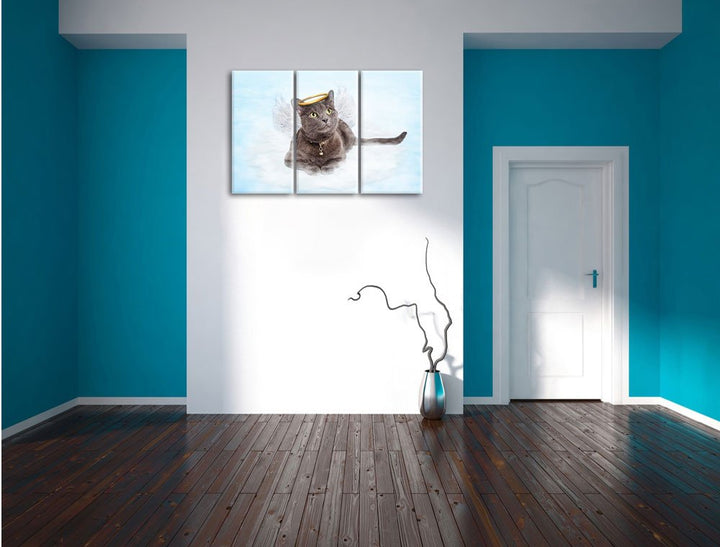 Leinwandbild 3-teilig Katzen-Engel auf Wolke 120x80 cm - Bild 5