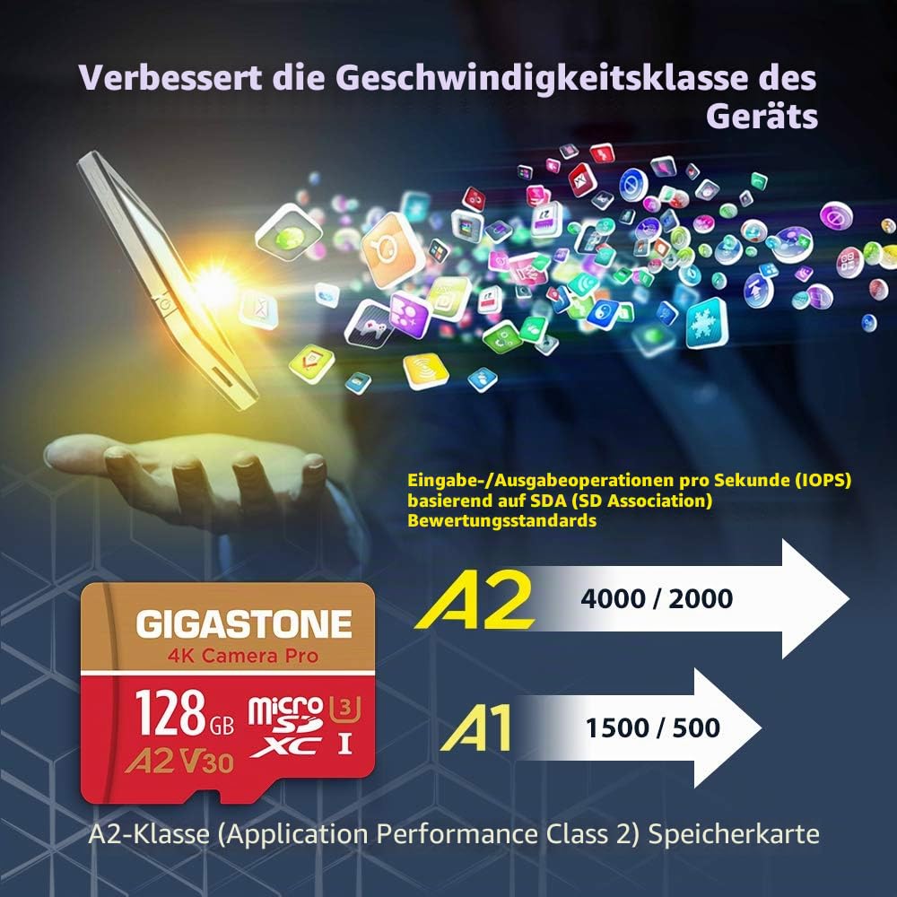 Micro SD Karte 128GB 4K UHD bis 100/50 MB/s A2 V30 für Kamera Drohne - Bild 6