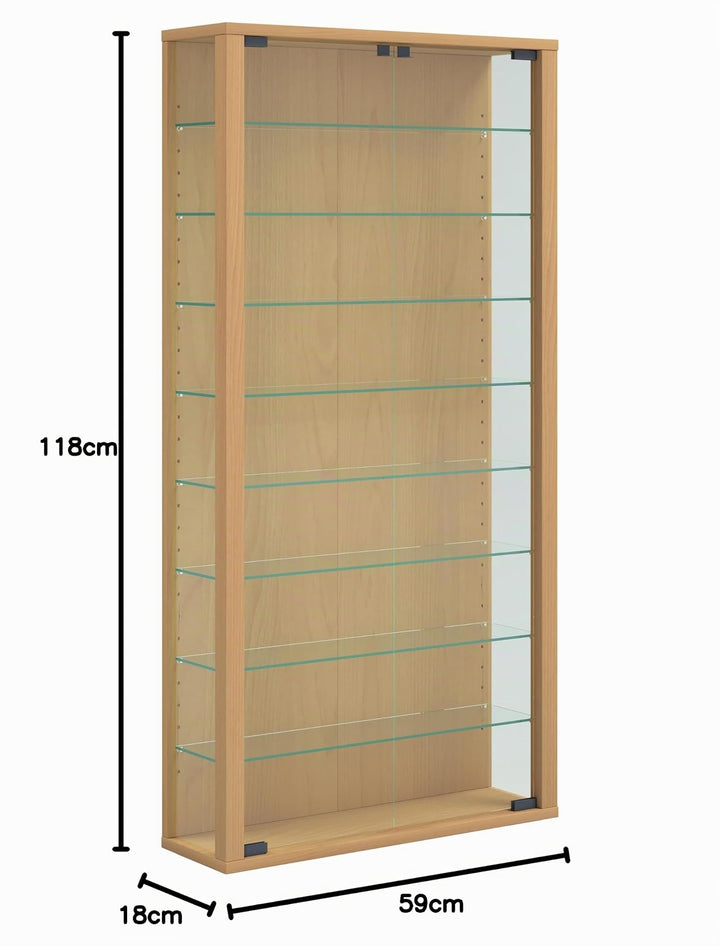 Wandvitrine Buche 59x18x114 cm 9 Fächer ESG-Glas 2 Türen - Bild 3