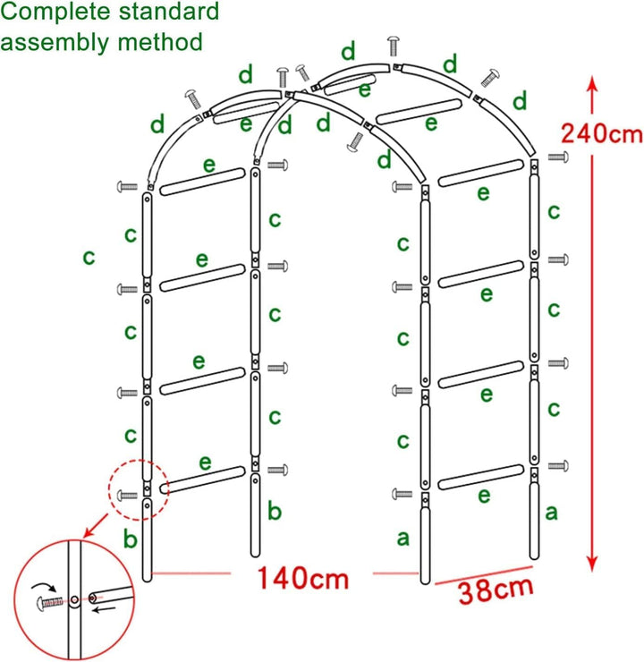 Rosenbogen Garten Stahl pulverbeschichtet 240x140x38 cm 3er-Set - Bild 3