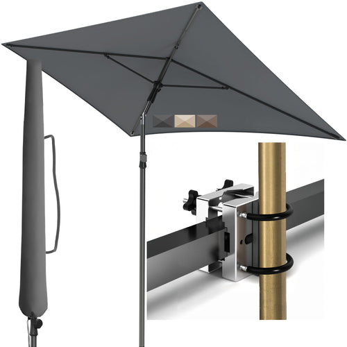 Sonnenschirm Balkon Rechteckig 200x125cm UV50+ 3-in-1 Set Anthrazit