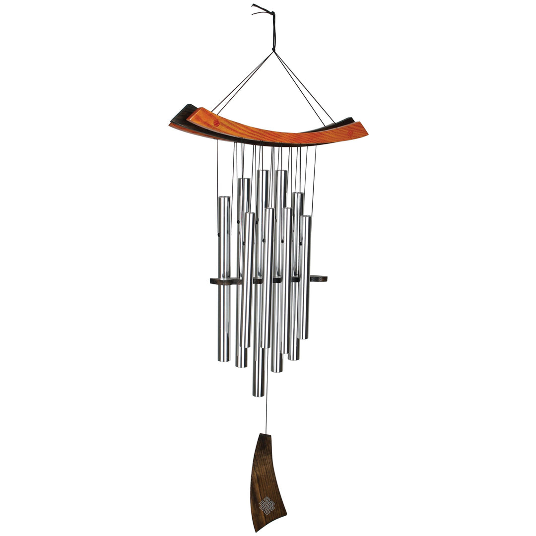 Windspiel Aluminium &amp; Holz Silber Healing Chimes 86x38cm
