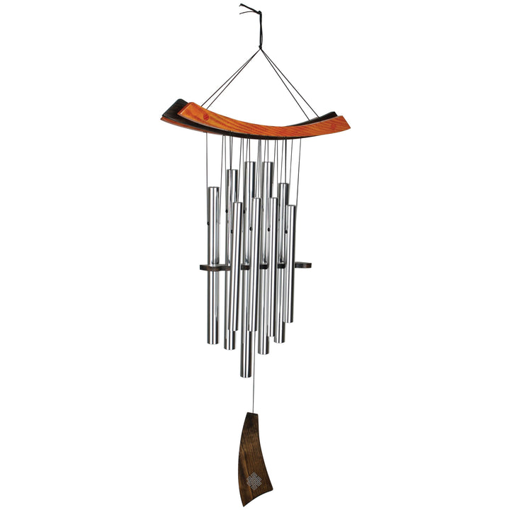 Windspiel Aluminium &amp; Holz Silber Healing Chimes 86x38cm