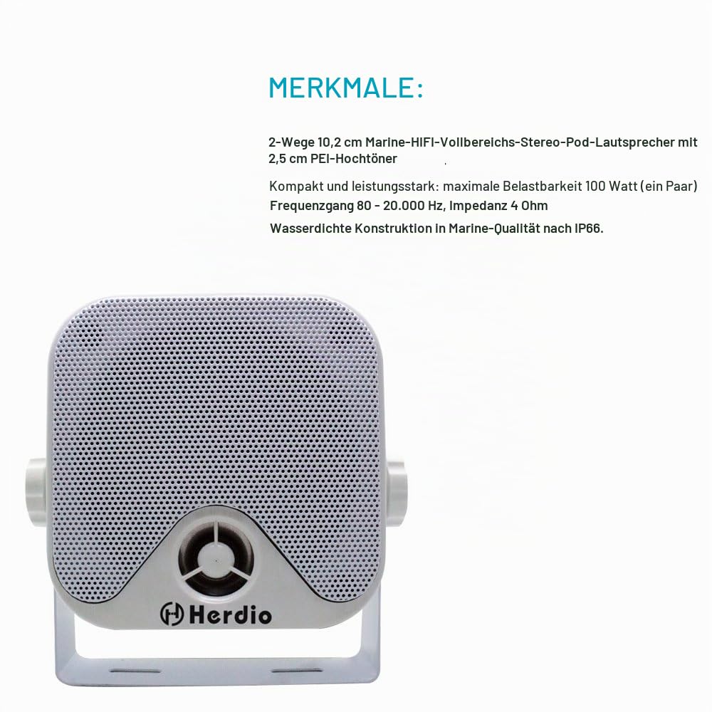 Marine Lautsprecher 100W wasserdicht 10,2 cm für Boot ATV Motorrad - Bild 3