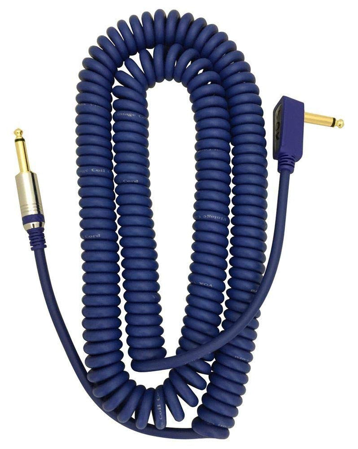 Gitarrenkabel Spiralkabel 9m Vintage-Style vergoldet Blau