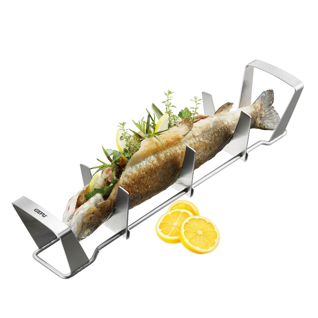 Fischhalter Grill Edelstahl stufenlos verstellbar für Ganz-Fisch bis 35cm