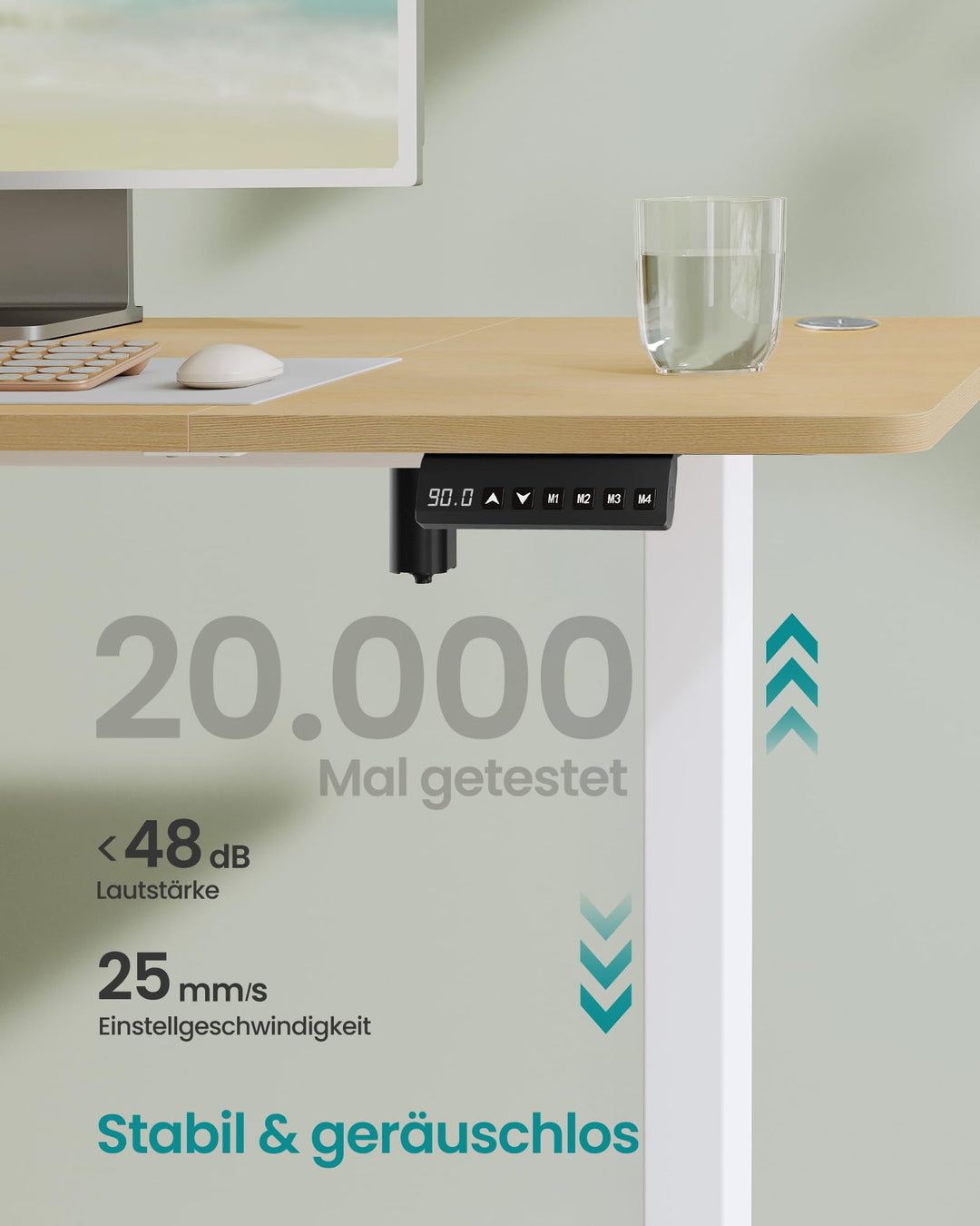 Höhenverstellbarer Schreibtisch 160x70 cm elektrisch Goldeiche - Bild 3