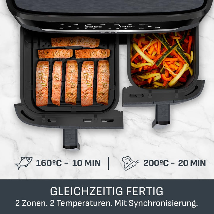 Heissluftfritteuse Doppelkammer 11 L für 8-10 Personen grau - Bild 4