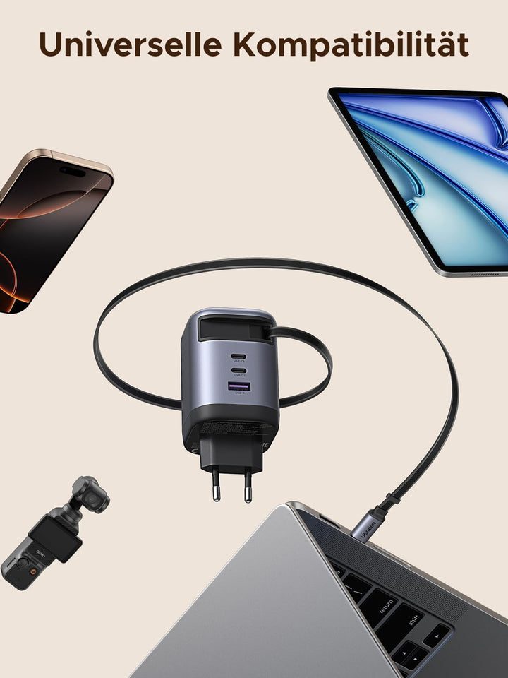 USB-C Ladegerät 100W GaN 4-Port mit einziehbarem Kabel 75cm - Bild 8