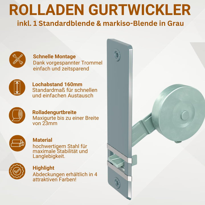 Rolladen Gurtwickler Unterputz Grau 5er-Set Maxigurt 23mm - Bild 2