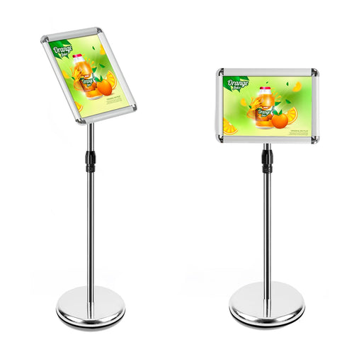 Infoständer A4/A3 Aluminium höhenverstellbar 84–132 cm Silber