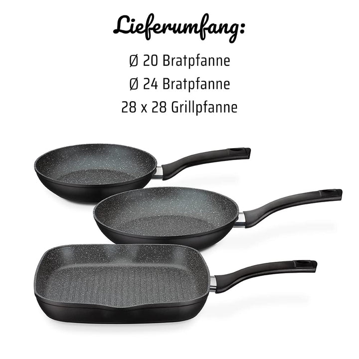 Pfannen-Set 3-teilig Aluminium mit Antihaft Granit für Induktion - Bild 7